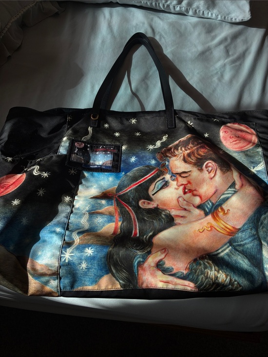 Prada Handbags - Prada Black Multicolor Graphic Duffel Bag
